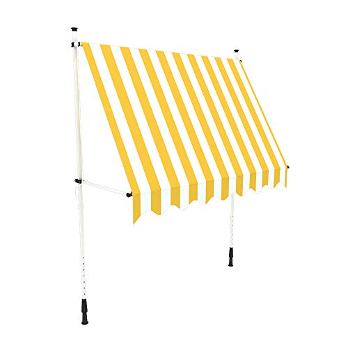 paramondo Toldo Enrollable, Toldo para balcón Jam, 2 x 1,5 m, Estructura Color Blanco, Tela Color Amarillo - Blanco (a Rayas)