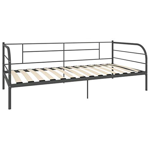 pedkit Estructura de Cama de Metal Estructura de Sofá Cama Gris 90x200 cm