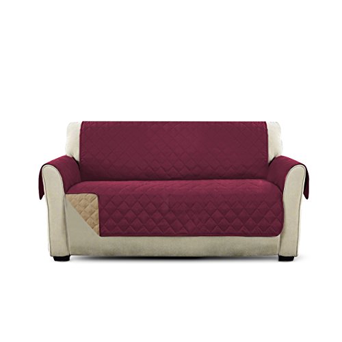 PETCUTE Lujo Cubre para Silla Fundas de Sofa Protector de sofá o sillón, Dos o Tres plazas Vino Rojo 2 plazas