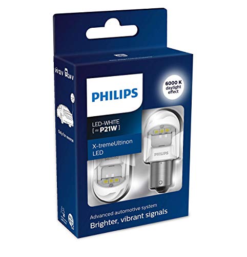 Philips 11498XUWX2 LED foco de señalización para automóvil (P21W white), Blanco, Set de 2