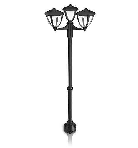 Philips myGarden Robin - Lámpara de poste para exteriores LED, luz blanca cálida, 4,5 W, IP44, altura 85,5 cm, color Negro
