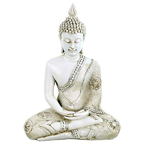 Phoenix - Estatua de Buda meditando - Tailandia - Medidas 29 cm - Material polirresina - Color blanco
