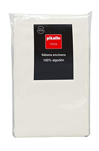 Pikolin Home - Sábana encimera, 100% algodón, 260x280cm, cama 200, color blanco (Todas las medidas)