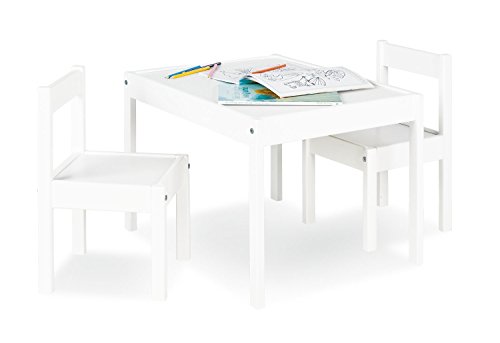 Pinolino Sina - Juego de mesa y 2 sillas infantiles (parcialmente macizo, mesa de 64 x 50 x 46 cm, sillas de 28 x 30 x 51 cm, ideal para manualidades), color blanco