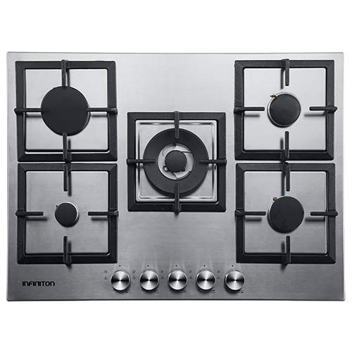 Placa DE Gas 5 Fuegos INFINITON Ancho 70 cm 77MCIXG (INOX) (Parrillas Hierro, Triple Anillo, Encendido electronico, Quemadores Desmontables) Placa DE Gas 5 Fuegos INFINITON Ancho 70 cm 77MCIXG (INOX) (Parrillas Hierro, Triple Anillo, Encendido electronico, Quemadores Desmontables)