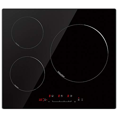 Placa Inducción, Cocina de inducción 60cm, Cocina eléctrica integrada de 3 zonas Encimera Placa portátil, Eléctrica de Inducción con Control táctil del Sensor, (6400W)