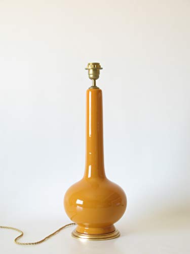 POLONIO Lampara de Ceramica Sobremesa Grande de Salon Color Mostaza 47 cm E27, 60 W - Pie de Lámpara de Cerámica Amarillo