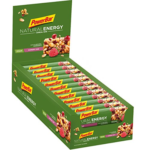 PowerBar Natural Energy Cereal Raspberry Crisp 24x40g - Barras de Energía de Carbohidratos Veganos + Magnesio