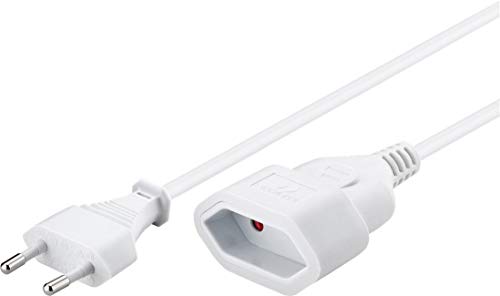 Premium Cord - Cable alargador (230 V, 3 m, Enchufe Europeo con Enchufe Europeo y Hembra, Cable alargador para 230 V, Enchufe), Color Blanco