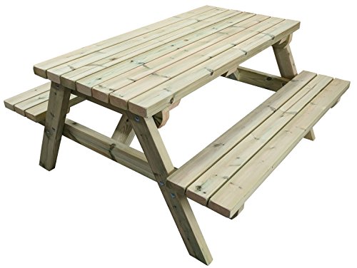 Premium Heavy Duty 5 ft mesa de picnic fabricado con Chunky muebles grado sueco Redwood. Tratada A Presión a resistir el tiempo para 15 años. Muy fuerte y resistente.