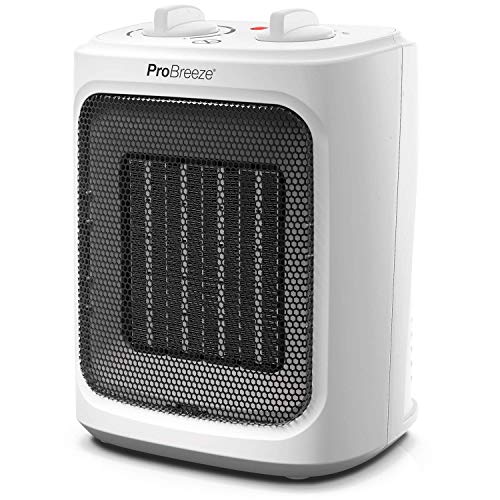 Pro Breeze Mini Calefactor Cerámico de 2000 W- con Ajuste Frío, Tres Niveles de Potencia - para Uso en la Oficina, Casas, Dormitorio o Terraza - Blanco