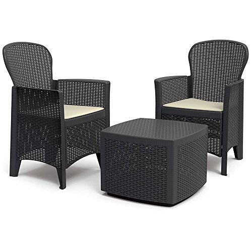 PRO GARDEN Conjunto de Jardín Mesa y 2 Sillones con Cojines Tree Antracita Progarden PRO GARDEN Conjunto de Jardín Mesa y 2 Sillones con Cojines Tree Antracita Progarden
