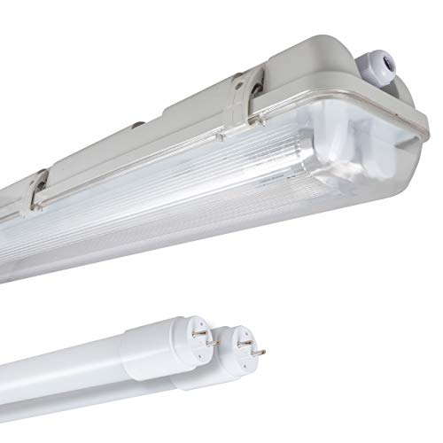 proventa® Pantalla estanca con 2 tubos LED 60 cm, 15W, 2.200 lúmenes, 4.000 K, IP65, 50.000 h, policarbonato IK08, libre de parpadeo, factor de potencia >0,9 proventa® Pantalla estanca con 2 tubos LED 60 cm, 15W, 2.200 lúmenes, 4.000 K, IP65, 50.000 h, policarbonato IK08, libre de parpadeo, factor de potencia >0,9
