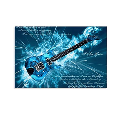 QINGF Póster – Cool Electric Blue – Póster de guitarra eléctrica – Lienzo decorativo para pared, para sala de estar, dormitorio, 40 x 60 cm