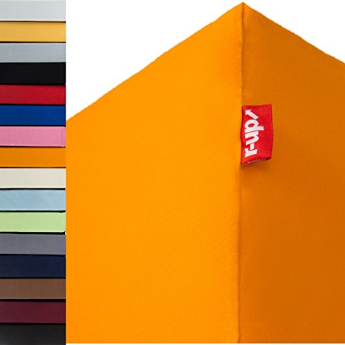 r-up - Sábana bajera ajustable (200 x 220 - 220 x 240 hasta 35 cm, 95 % algodón, 5 % elastano, 230 g/m²), color naranja