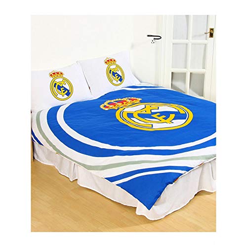 Real Madrid CF - Juego de Cama Reversible Oficial diseño Pulse del Real Madrid (Doble) (Azul/Blanco)