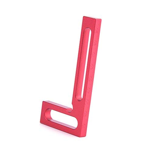 Regla cuadrada en L para carpintería de precisión de aleación de aluminio de 100 mm, mini morral con sujeción, cuadrado rojo de 90 grados