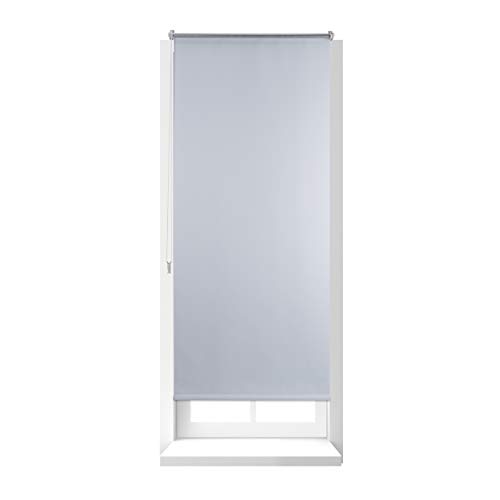 Relaxdays Estor Opaco Enrollable sin Taladrar, Tela-Aluminio, Ancho Tejido 66 cm, 70 x 160 cm, Blanco, 70 X 160