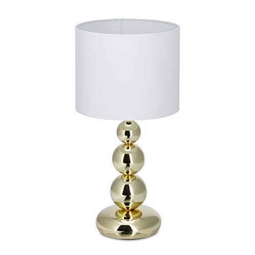 Relaxdays Lámpara de Mesa Elegante, Metal y Tela, Blanco y Dorado, 50 x 25 cm Relaxdays Lámpara de Mesa Elegante, Metal y Tela, Blanco y Dorado, 50 x 25 cm