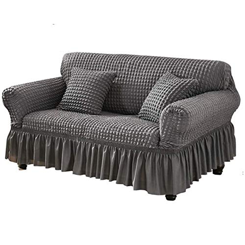 Ronghome Funda de sofá con falda, funda de sofá universal de alta elasticidad, 1 pieza universal protector de sillón Seersucker con volantes falda de 1, 2, 3, 4 plazas.