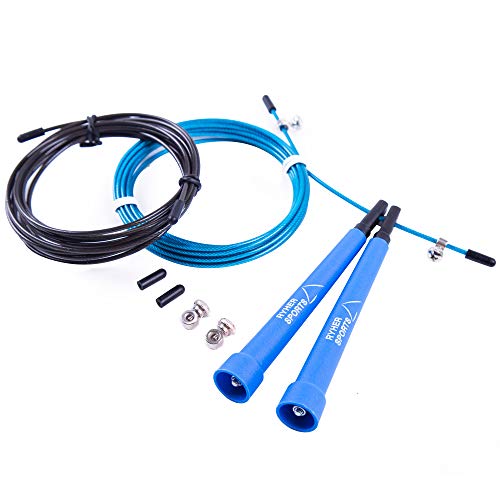 Ryher Cuerda para Saltar Kit - Comba Crossfit, Fitness y Ejercicio (Azul)