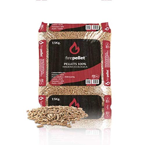 Saco de pellet 15 kg leña combustible chimenea madera ecologica Saco de pellet 15 kg leña combustible chimenea madera ecologica