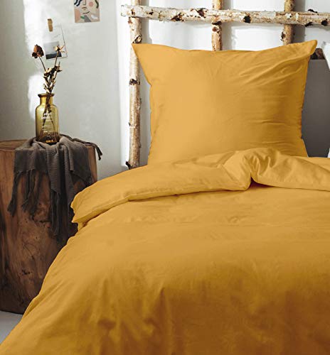 SALAD HOUSE Juego de ropa de cama, funda de edredón y funda de almohada, 100% algodón egipcio extra largo para suavidad y comodidad (amarillo cítrico, 135 x 200 cm)