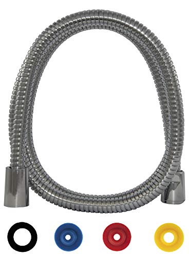SANTRAS® Manguera de ducha metálica DELUXE de 0,50 m de largo con ahorrador de agua en cromo- Manguera de ducha de especial calidad y sin torsión con limitador de flujo en aspecto de acero inoxidable SANTRAS® Manguera de ducha metálica DELUXE de 0,50 m de largo con ahorrador de agua en cromo- Manguera de ducha de especial calidad y sin torsión con limitador de flujo en aspecto de acero inoxidable