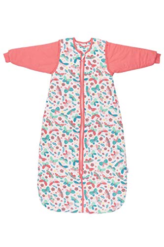 Schlummersack Saco de dormir para niños de invierno, forrado, 2,5 tog, con mangas extraíbles, diseño de mariposas, 150 cm, 6-10 años