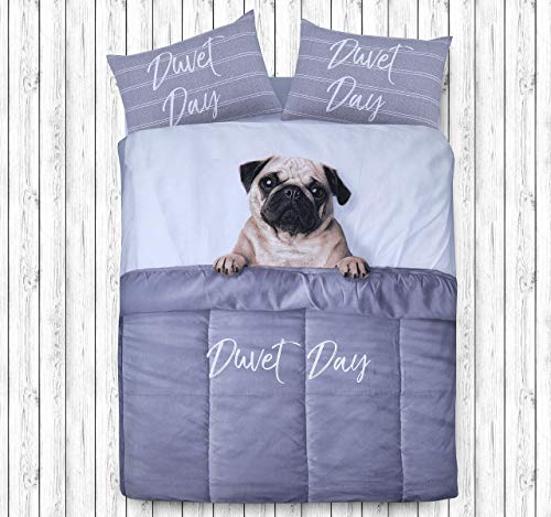 Sleepdown Daytime Pug Animal Print - Juego de Funda de edredón con Fundas de Almohada (diseño 3D)