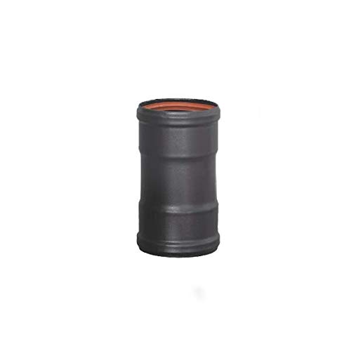 S&M 485558 Manguito de unión H-H esmaltado de Color Negro 850°C-Ø80 mm para conducción de Humos de Estufas y chimeneas de Pellet