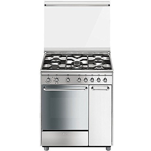 Smeg CX81SV2 Independiente Encimera de gas A Acero inoxidable - Cocina (Cocina independiente, Acero inoxidable, Giratorio, Frente, Encimera de gas, Extragrande)