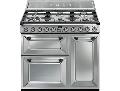 Smeg TR93X Independiente Encimera de gas A Acero inoxidable - Cocina (Cocina independiente, Acero inoxidable, Giratorio, Frente, Encimera de gas, esmalte de acero)