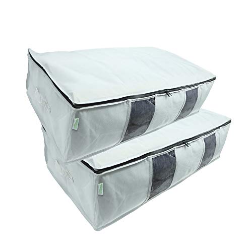 SOHFA Cómoda para debajo de la cama, 110 L, bolsa de almacenamiento grande de tela transpirable para edredones, ropa o mantas, plegable, bolsa de tela, 2 unidades