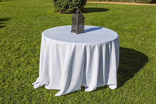 Solycarpa Mantel para Mesa Redonda de Diferentes Medidas. Manteles para Mesa Redonda de confección Propia. Cubremesas Fabricados en España con Tela Strech de Color Blanco (Medida Mesa 110x74)