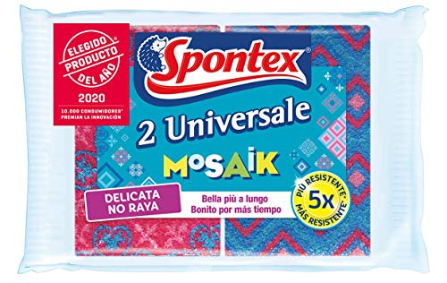 Spontex - Estropajo Universale Mosaik No Raya, Duraderos y Eficaces sin Rayar, 2 Unidades
