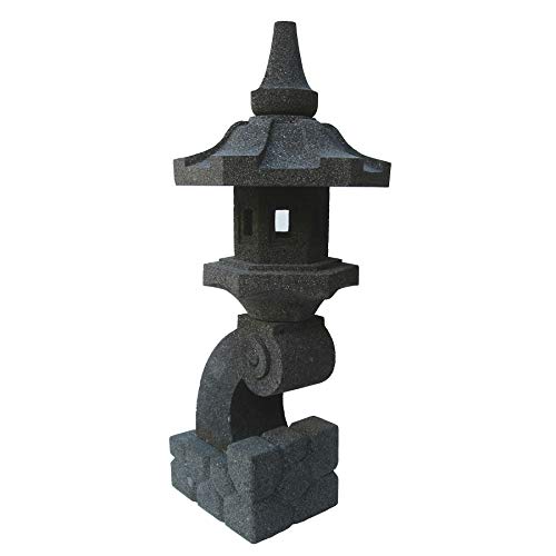 STONE art & more Farol japonés de piedra pagoda Rankei, templo de 70 cm de altura, piedra volcánica, resistente a las heladas