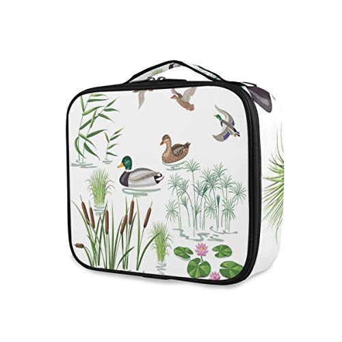 SUGARHE Lago Animales y Plantas con Flores de Lirio Cañas Caña en el Estanque Parque Natural Imprimir,Neceser Maquillaje,Bolsa Cosméticos Organizador Brochas Maquillaje Estuches Portátil SUGARHE Lago Animales y Plantas con Flores de Lirio Cañas Caña en el Estanque Parque Natural Imprimir,Neceser Maquillaje,Bolsa Cosméticos Organizador Brochas Maquillaje Estuches Portátil