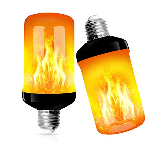 Swonuk - 2 bombillas de llama, 5 W, E27, con efecto de llama, LED, con 4 modos de iluminación, iluminación decorativos, para interiores y exteriores, para Halloween, Navidad, jardín, bodas