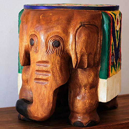 SYyshyin Elefante Crafts Productos de Madera tallados a Mano Huanxie Taburete viviendo Decoración de 37 * 31 * 35 cm