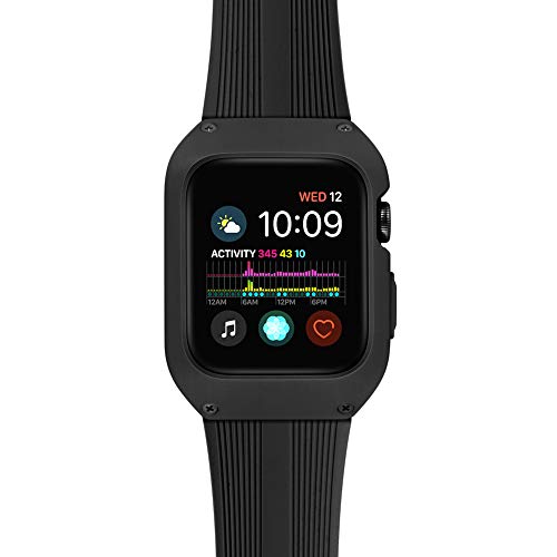 Tasikar Compatible con Correa Apple Watch 44mm con Funda Protectora Resistente Correa de Silicona Compatible con Apple Watch Series 6 Series 5 Series 4 SE (Negro)