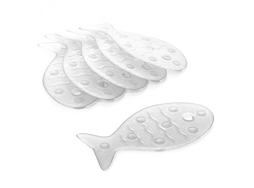 TATAY 5515001 - Pack de 6 pegatinas antideslizantes para ducha o bañera, diseño de peces, color glacé TATAY 5515001 - Pack de 6 pegatinas antideslizantes para ducha o bañera, diseño de peces, color glacé