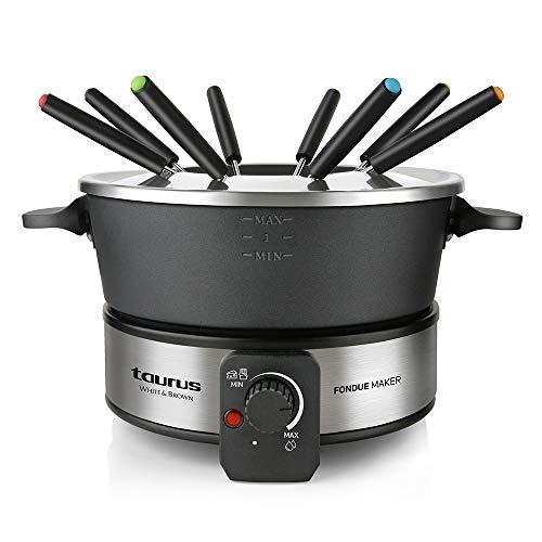 Taurus FF2 Fondue para 8 personas, 100 W, capacidad de 2 L, olla libre de PFOA, color en acero inoxidable negro, Plata Taurus FF2 Fondue para 8 personas, 100 W, capacidad de 2 L, olla libre de PFOA, color en acero inoxidable negro, Plata