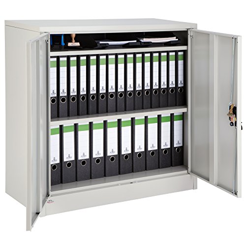 TecTake Armario archivador de Oficina metálico con 2 Puertas bloqueable e estantes - Varias tamaños - (90x40x90cm | no. 402486)