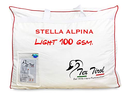 Tex Tirol © Stella Alpina Light - Edredón de plumón 100 % de ganso ligero de verano para cama de matrimonio Maxi 250 x 220 cm