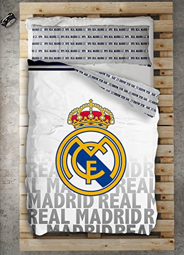 TEXTILONLINE - Funda Nordica 2 Pzas. Real Madrid Emblema (Cama 105 cms, Color Unico)