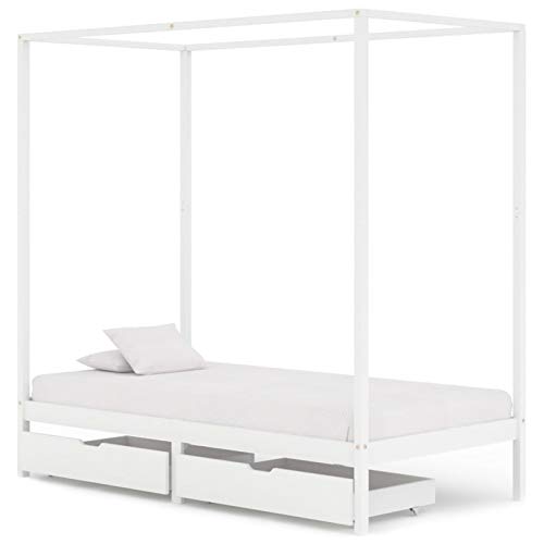 Tidyard Cama Infantil Tipo Montessori, Casita Madera Natural para niño y niña 2# Estructura de Cama con Dosel 2 cajones Pino Blanco 100x200 cm Tidyard Cama Infantil Tipo Montessori, Casita Madera Natural para niño y niña 2# Estructura de Cama con Dosel 2 cajones Pino Blanco 100x200 cm