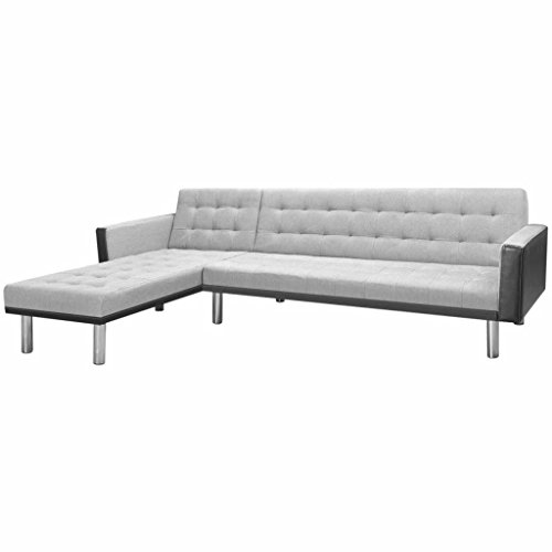 Tidyard Sofá Cama Esquinero con 2 Ajustes de Reclinado,Estilo Contemporáneo,Estructura de Madera,Tapicería de Tela,Negro y Gris Tidyard Sofá Cama Esquinero con 2 Ajustes de Reclinado,Estilo Contemporáneo,Estructura de Madera,Tapicería de Tela,Negro y Gris