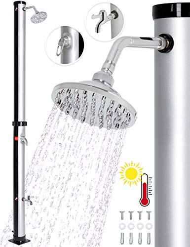 tillvex Ducha de Jardín 20 litros | Ducha Solar con Agua Caliente | Para Piscina, Camping | Sin Conexión Eléctrica | Cabezal de Ducha de Lluvia y Grifo | Conexión de Manguera de Jardín Negro/Plateado tillvex Ducha de Jardín 20 litros | Ducha Solar con Agua Caliente | Para Piscina, Camping | Sin Conexión Eléctrica | Cabezal de Ducha de Lluvia y Grifo | Conexión de Manguera de Jardín Negro/Plateado