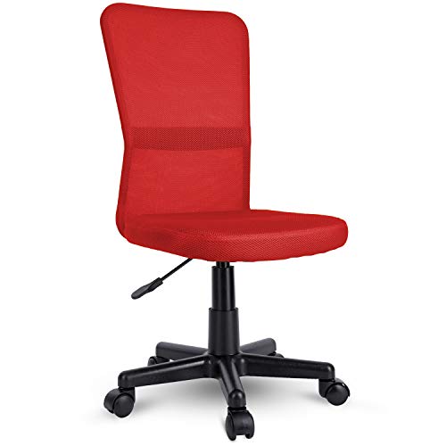 TRESKO Silla de Oficina Escritorio giratoria, Disponible en 7 Variantes de Colores, con Ruedas para Suelos Duros, Regulable en Altura de Forma Continua, Asiento Acolchado, Respaldo ergonómico (Rojo)